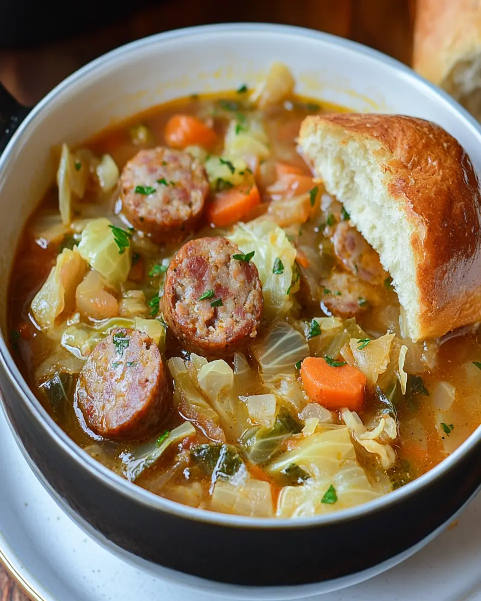 European Cabbage and Sausage Soup First Image First Image