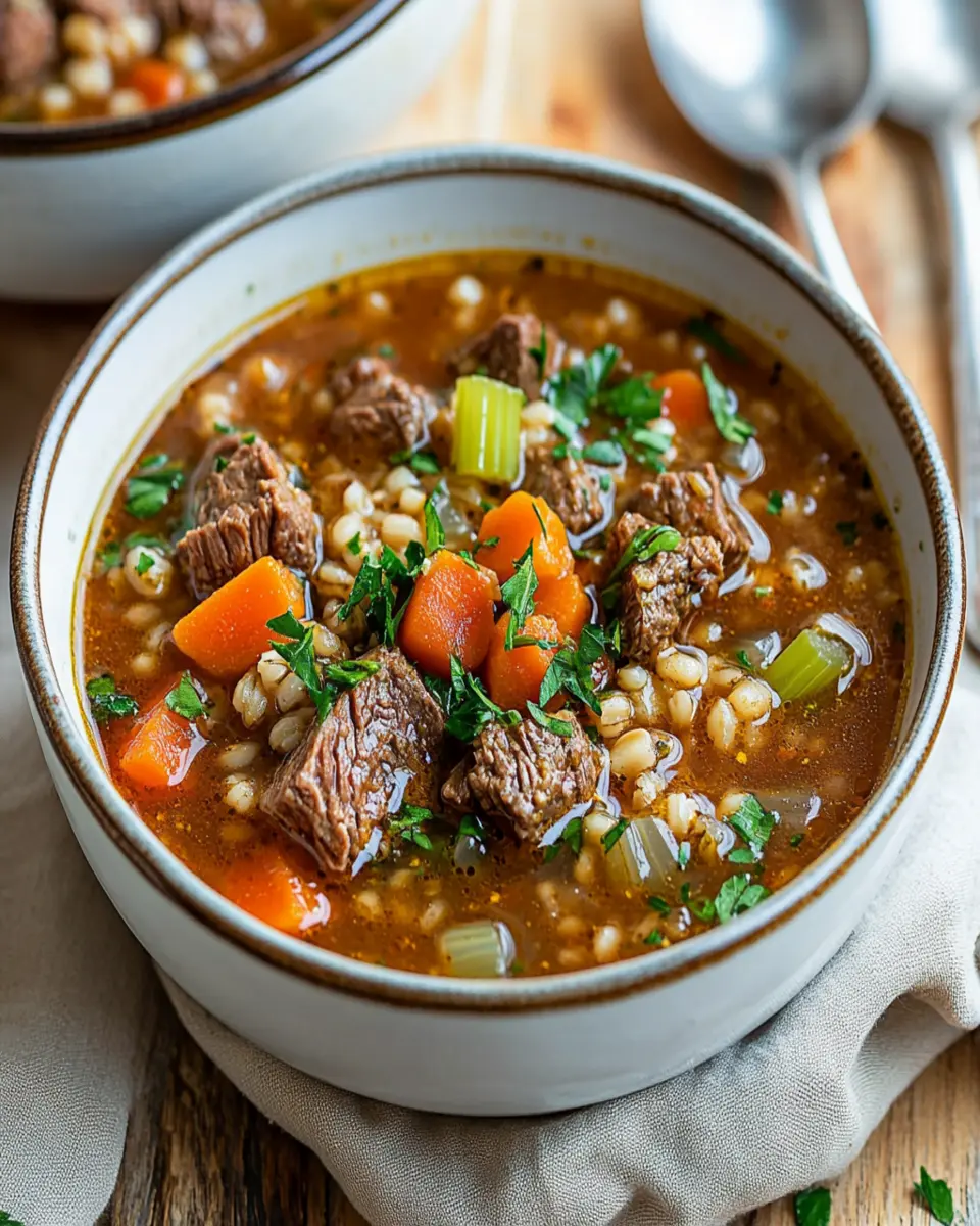 Chunky Beef and Barley Soup First Image First Image