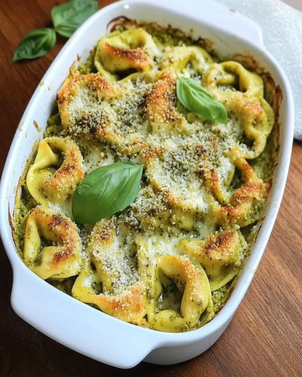 Creamy Pesto Tortellini Bake With Mozzarella First Image First Image