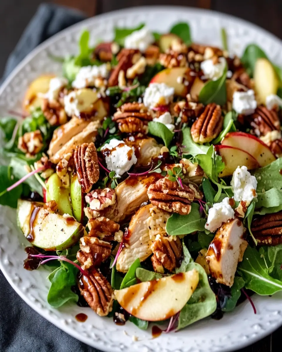 Pecan Chicken Salad with Apples, Goat Cheese & Balsamic Vinaigrette First Image First Image