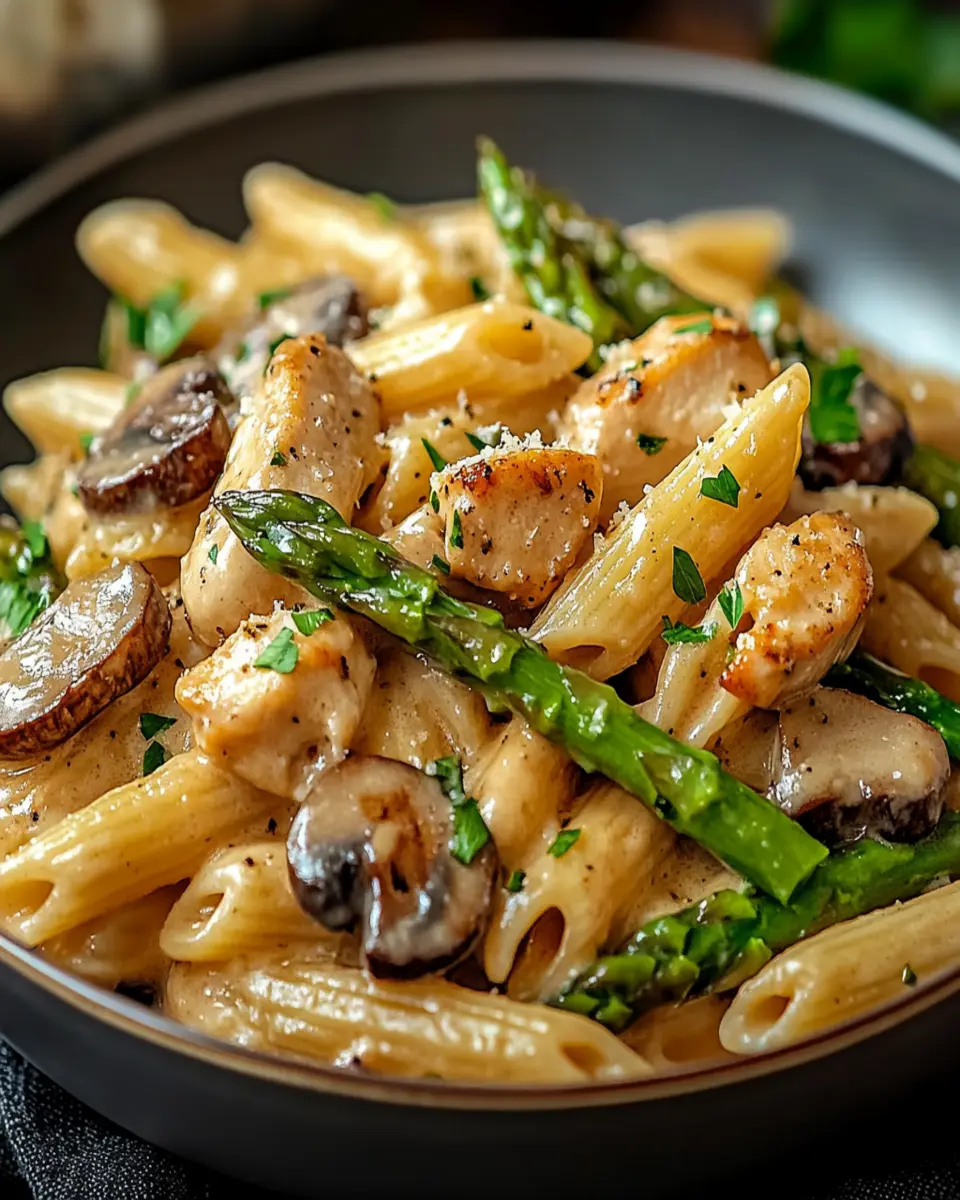 Creamy Mushroom Asparagus Chicken Penne First Image First Image