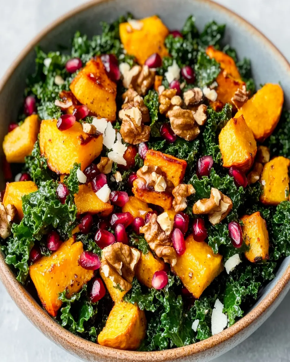 Vegan Fall Harvest Salad with Kale and Pumpkin First Image First Image