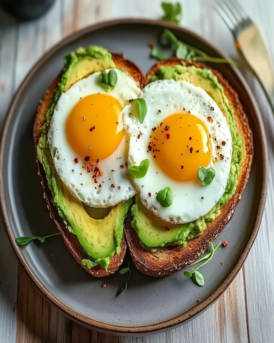 Avocado Toast with Heart-Shaped Eggs First Image First Image