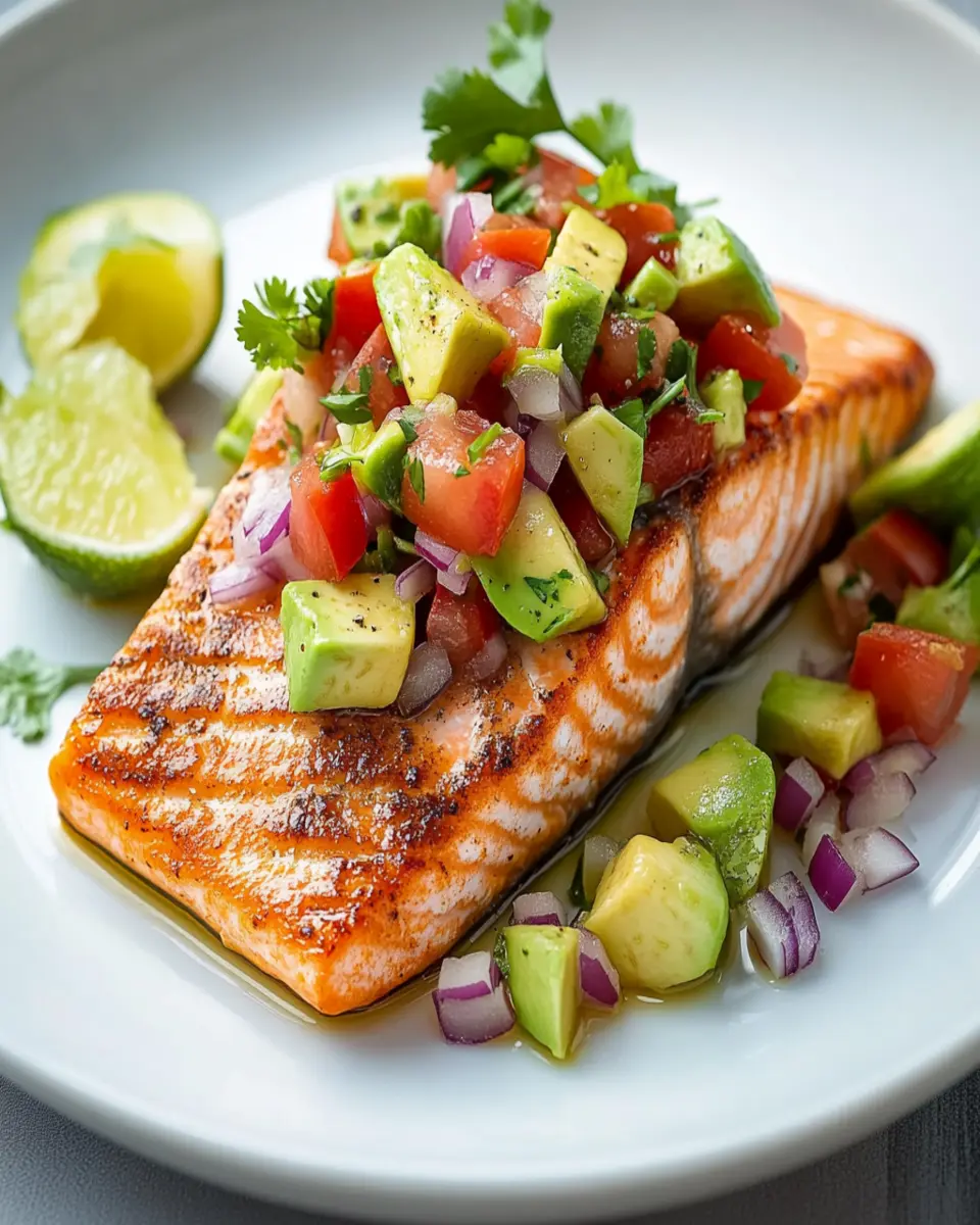 Pan-Seared Salmon with Avocado Salsa First Image First Image