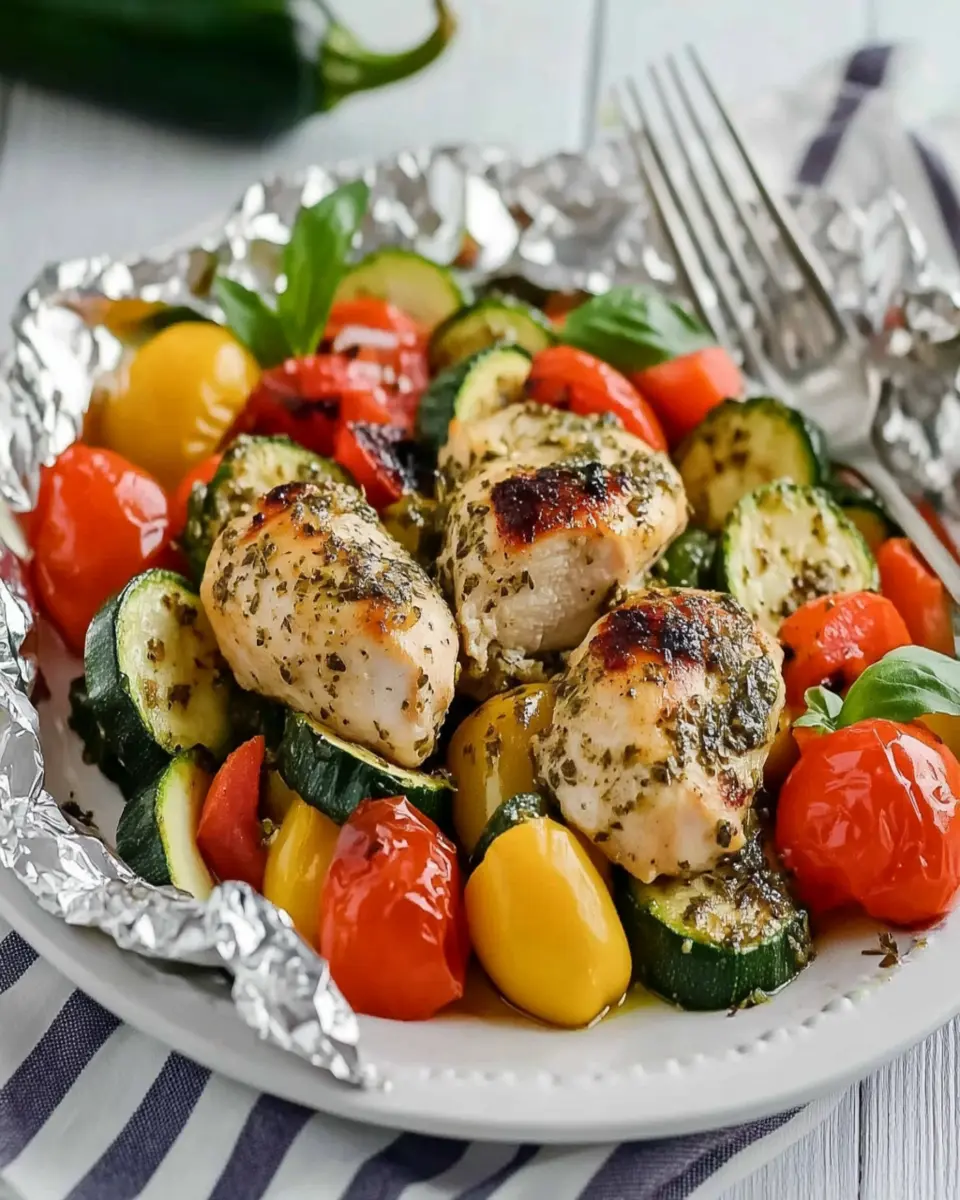 Italian Herbed Chicken and Veggie Bake Foil Packs First Image First Image