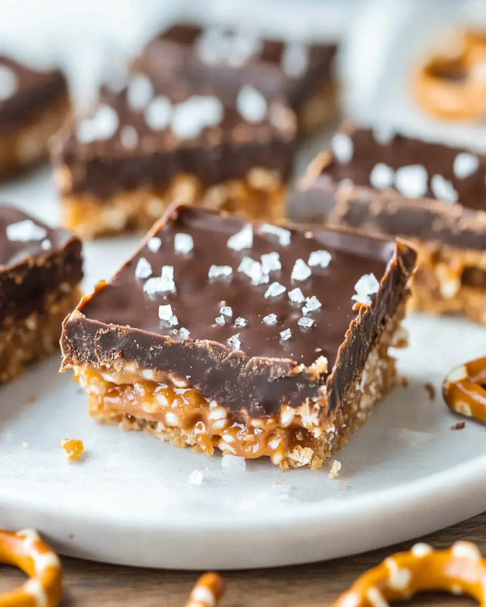 Salted Chocolate and Caramel Pretzel Bars First Image First Image